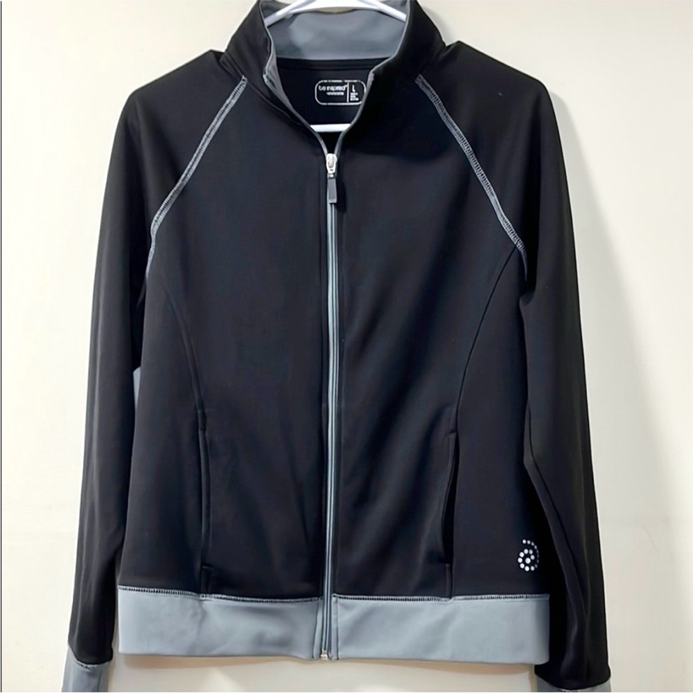 PL Be Inspired Black & Gray zip up tracksuit Jacket / Active Jacket Size L
